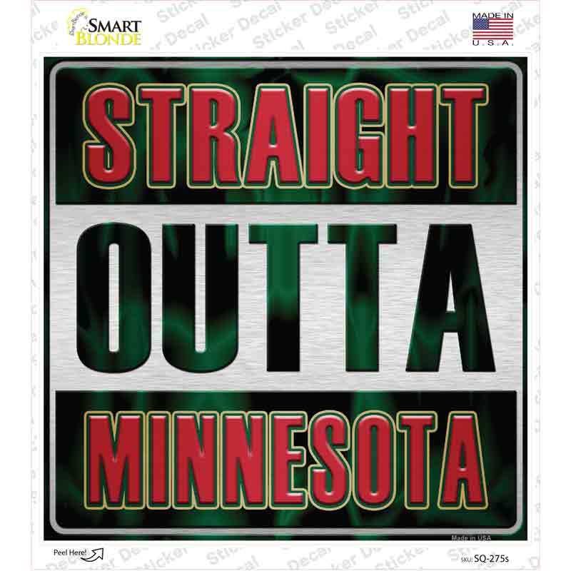 Straight Outta Minnesota City Novelty Square Sticker Decal