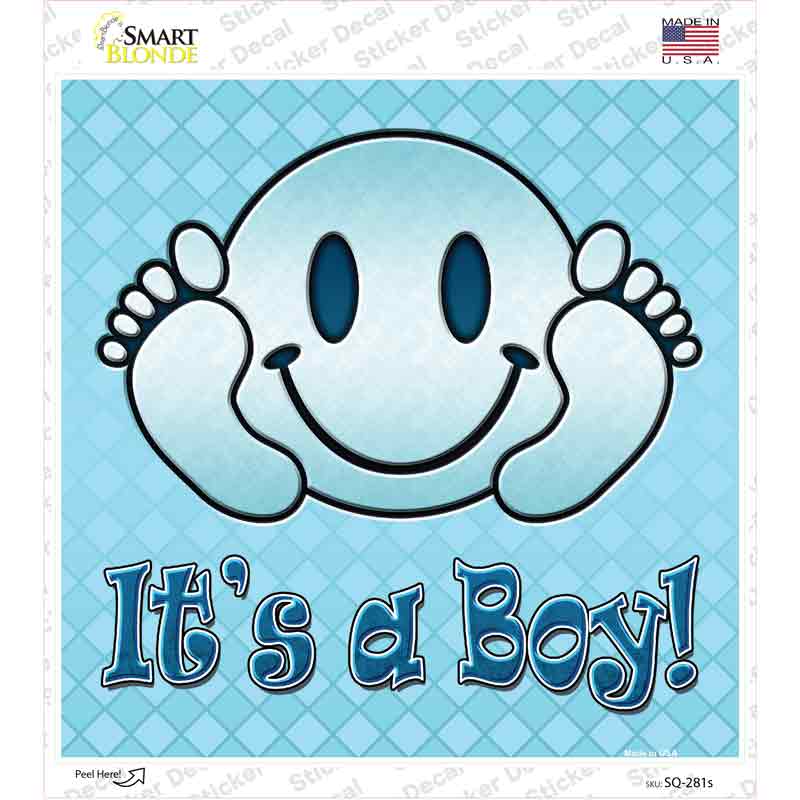 Its A Boy Novelty Square Sticker Decal