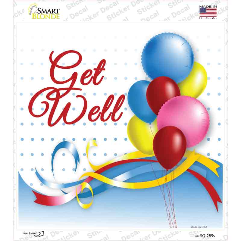 Get Well Novelty Square Sticker Decal
