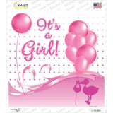 Its A Girl With Balloons Novelty Square Sticker Decal