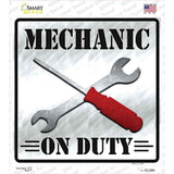 Mechanic On Duty Novelty Square Sticker Decal