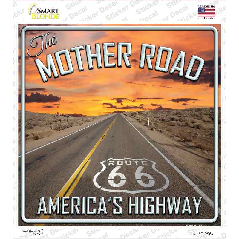 The Mother Road Novelty Square Sticker Decal