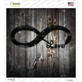 Infinite Love Symbol On Wood Novelty Square Sticker Decal