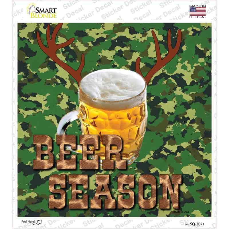 Beer Season Novelty Square Sticker Decal