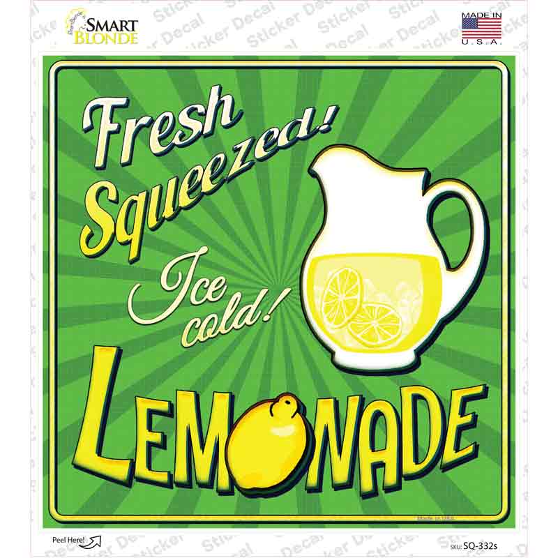 Fresh Squeezed Ice Cold Lemonade Novelty Square Sticker Decal