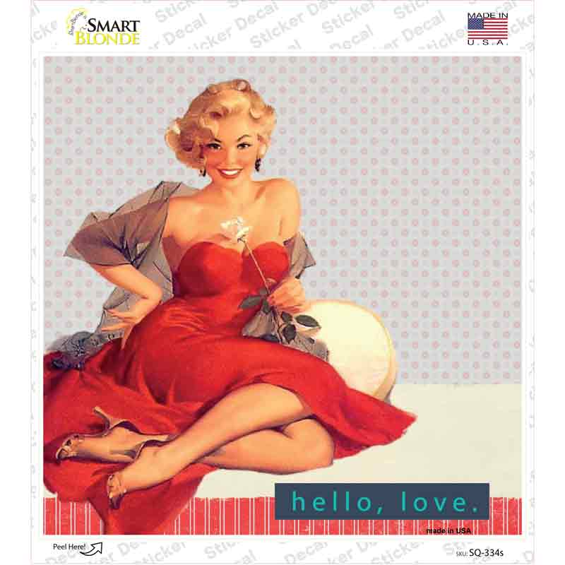 Hello Love Novelty Square Sticker Decal