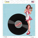 Retro Girl Novelty Square Sticker Decal