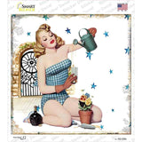Gardening Girl Novelty Square Sticker Decal