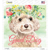 White Cockapoo Good Dog Novelty Square Sticker Decal