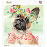 Brown French Bulldog Good Dog Novelty Square Sticker Decal