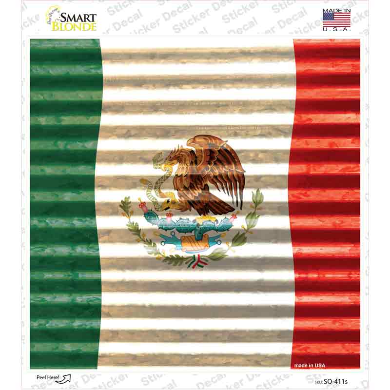 Mexico Flag Novelty Square Sticker Decal