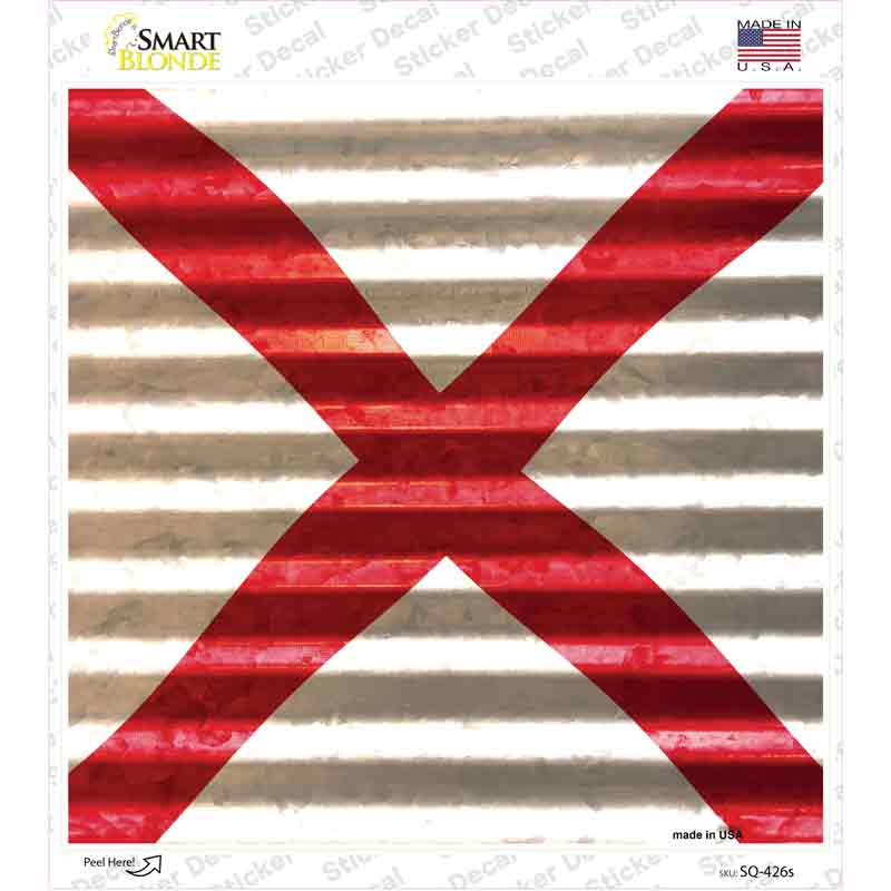 Alabama Flag Corrugated Effect Novelty Square Sticker Decal
