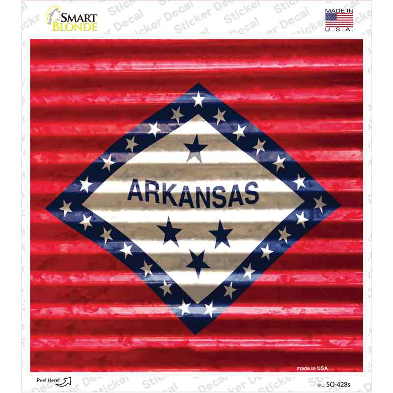 Arkansas Flag Corrugated Effect Novelty Square Sticker Decal