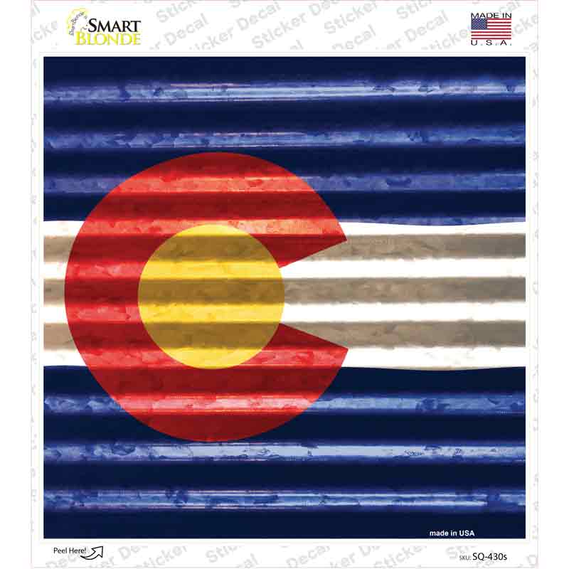 Colorado Flag Corrugated Effect Novelty Square Sticker Decal