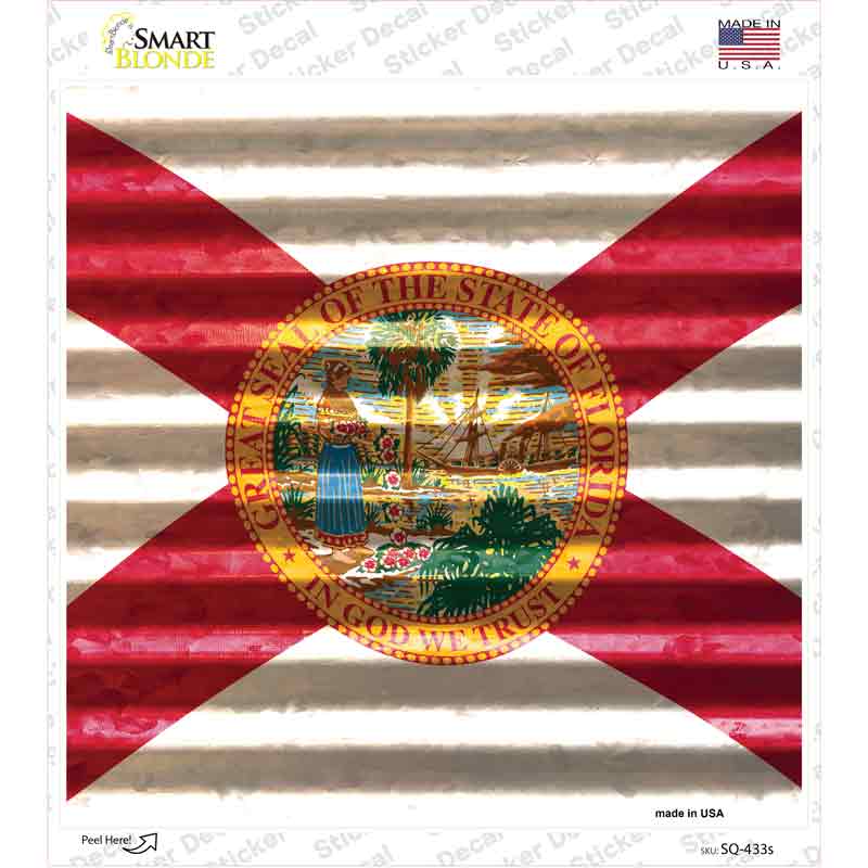 Florida Flag Corrugated Effect Novelty Square Sticker Decal