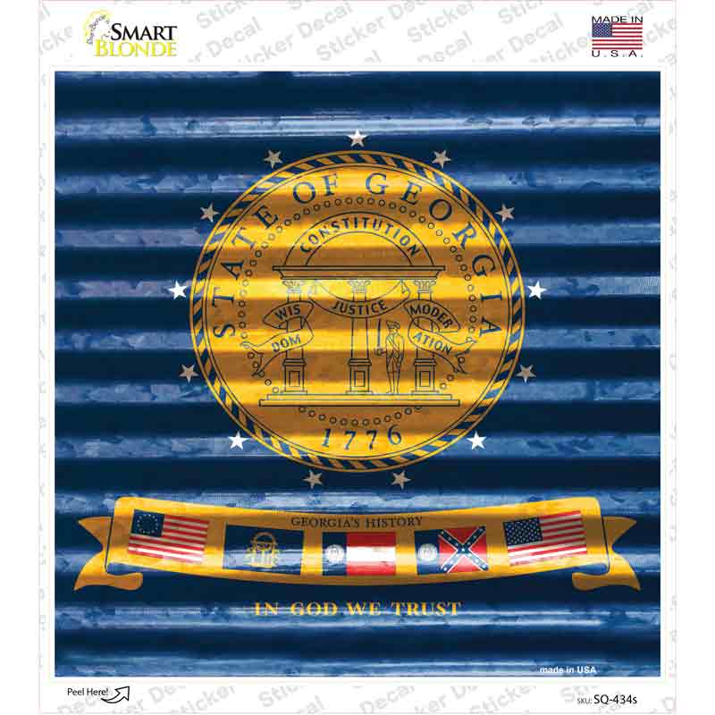 Georgia Flag Corrugated Effect Novelty Square Sticker Decal