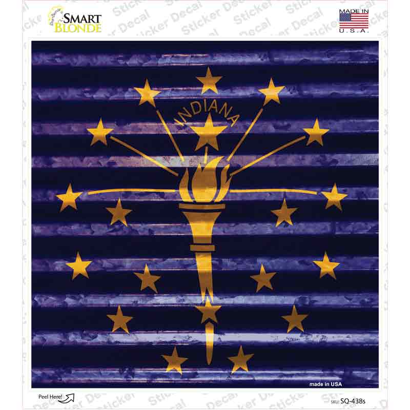 Indiana Flag Corrugated Effect Novelty Square Sticker Decal