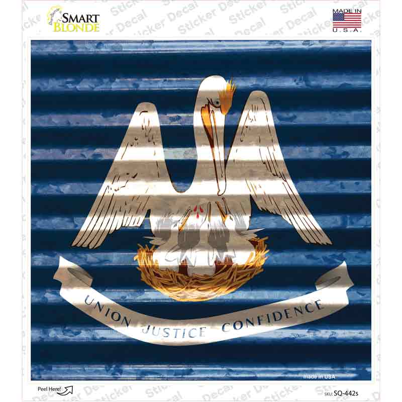 Louisiana Flag Corrugated Effect Novelty Square Sticker Decal