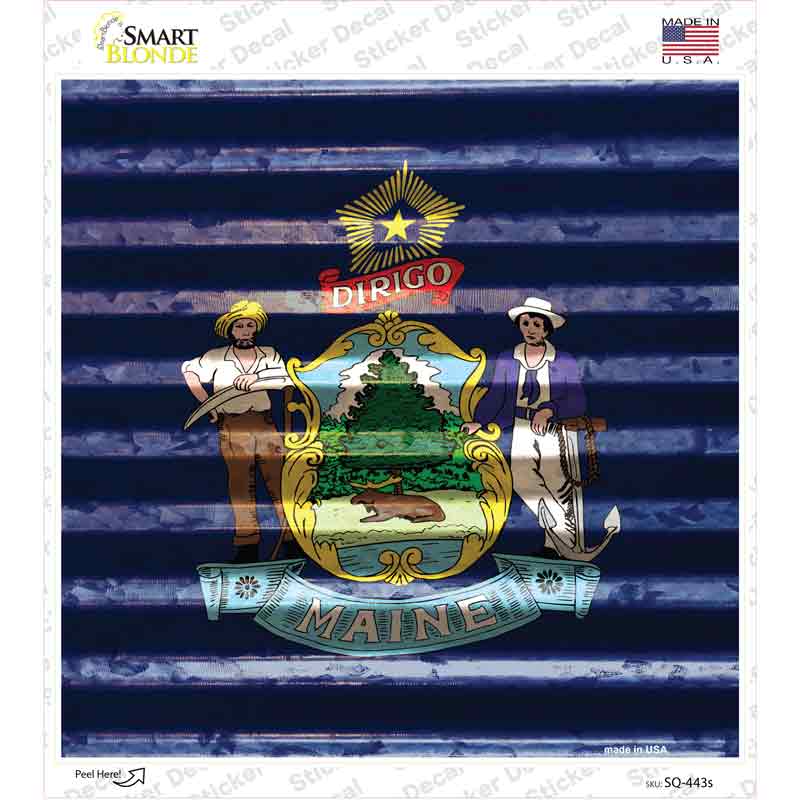 Maine Flag Corrugated Effect Novelty Square Sticker Decal