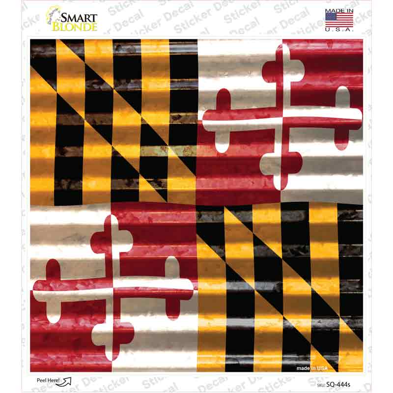 Maryland Flag Corrugated Effect Novelty Square Sticker Decal