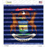 Michigan Flag Corrugated Effect Novelty Square Sticker Decal