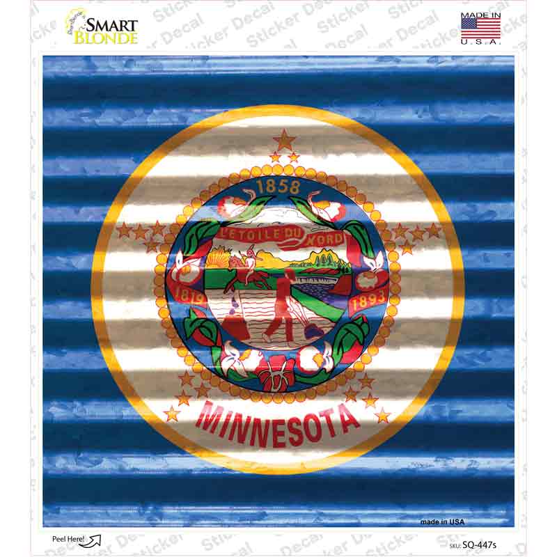Minnesota Flag Corrugated Effect Novelty Square Sticker Decal