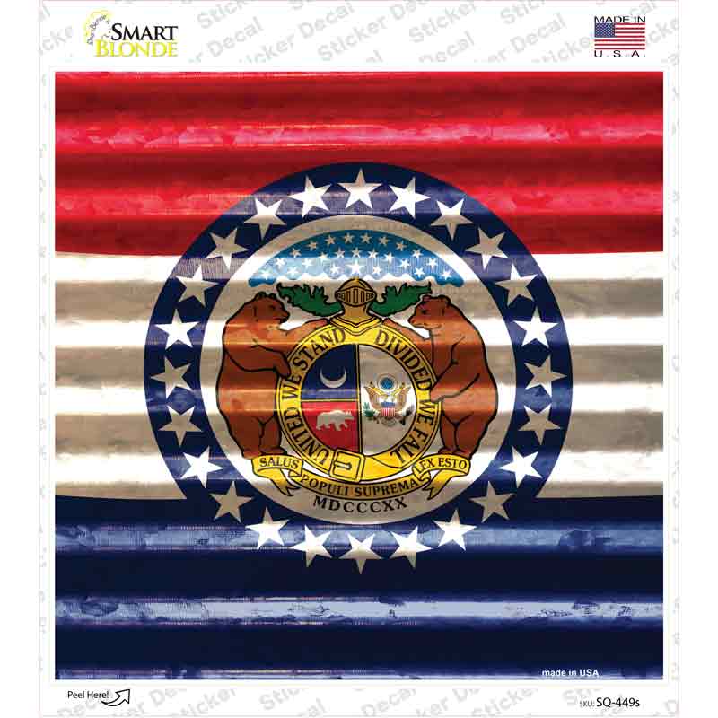 Missouri Flag Corrugated Effect Novelty Square Sticker Decal