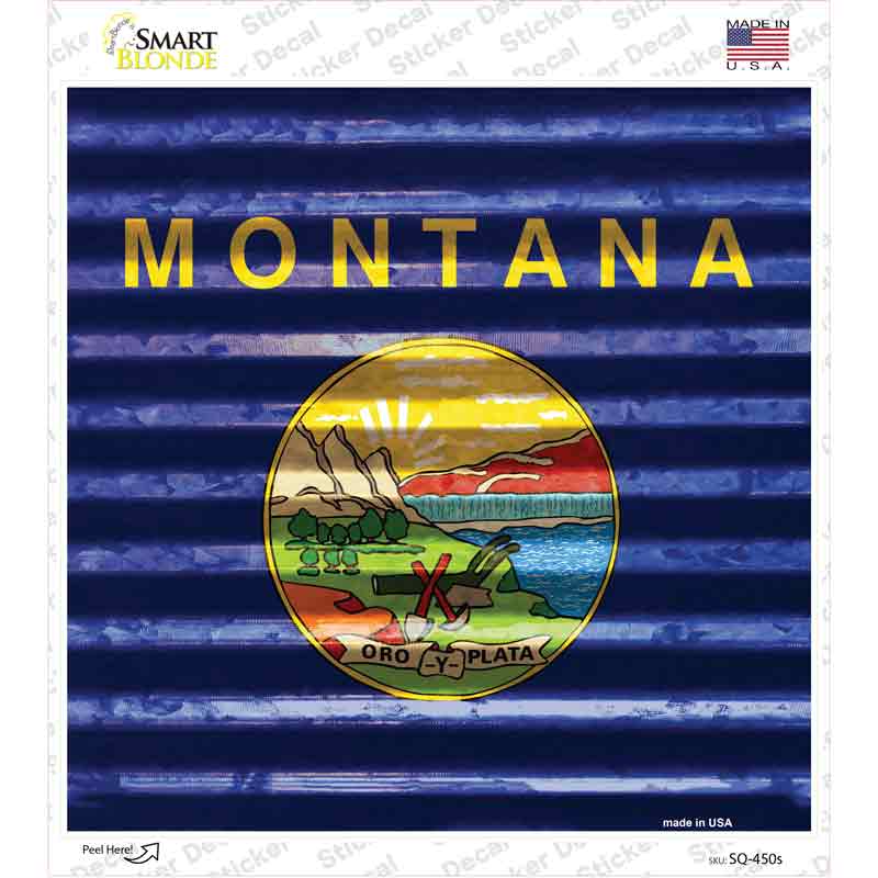 Montana Flag Corrugated Effect Novelty Square Sticker Decal