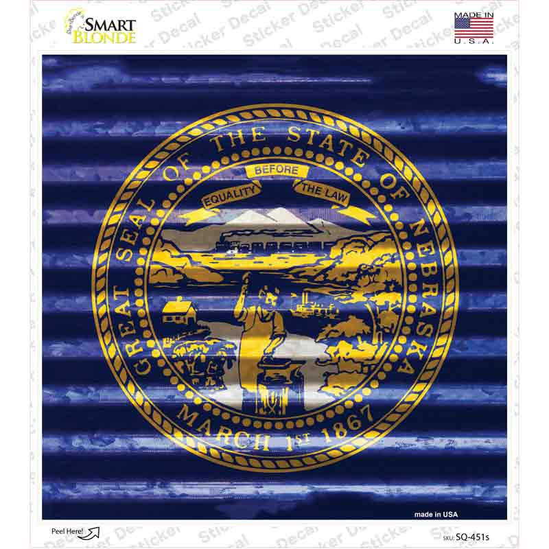 Nebraska Flag Corrugated Effect Novelty Square Sticker Decal