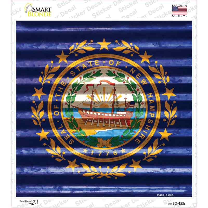 New Hampshire Flag Corrugated Effect Novelty Square Sticker Decal