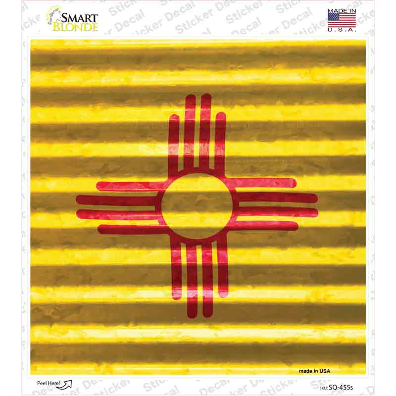 New Mexico Flag Corrugated Effect Novelty Square Sticker Decal