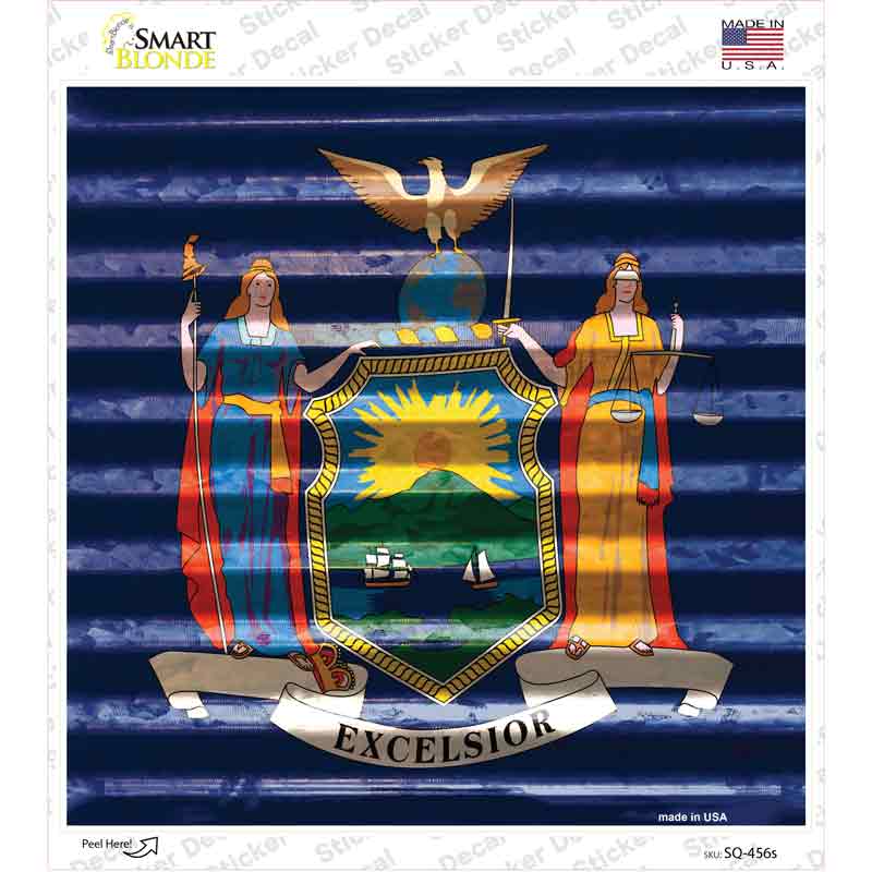 New York Flag Corrugated Effect Novelty Square Sticker Decal
