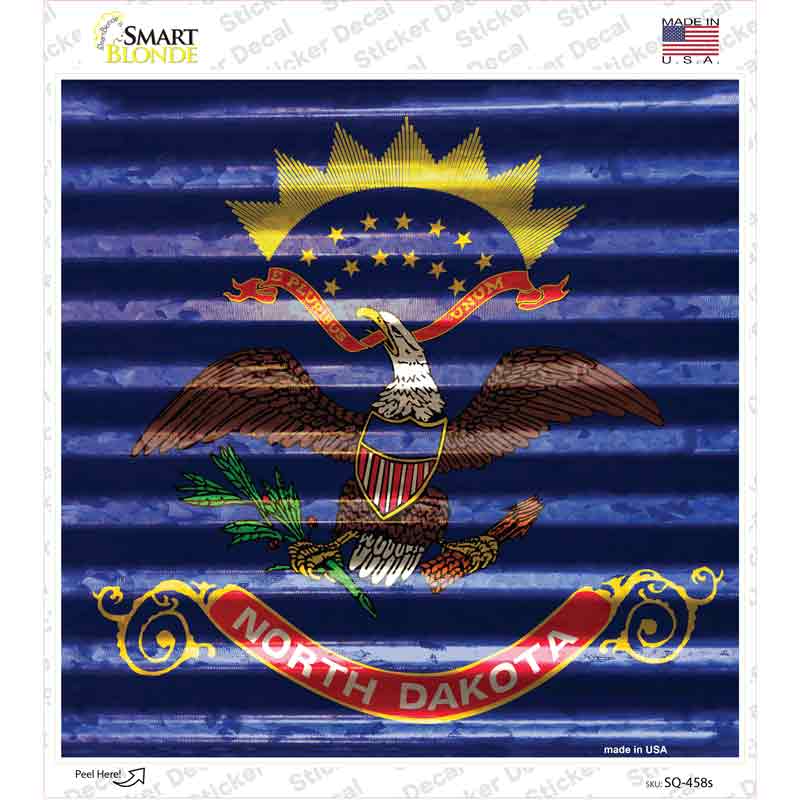 North Dakota Flag Corrugated Effect Novelty Square Sticker Decal