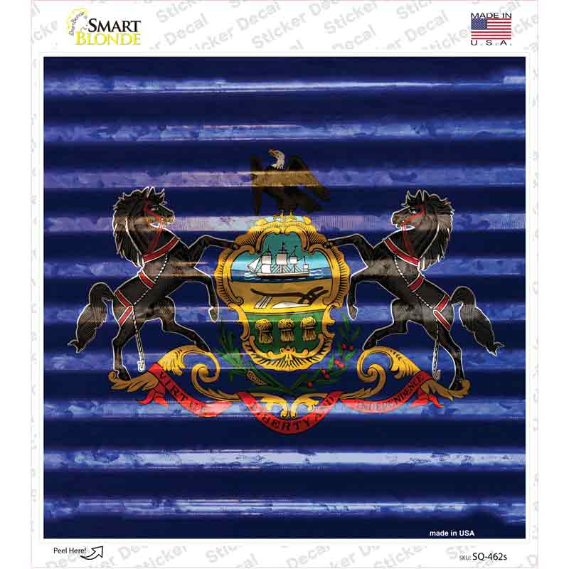 Pennsylvania Flag Corrugated Effect Novelty Square Sticker Decal