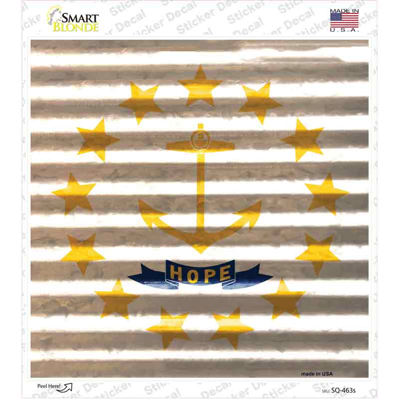 Rhode Island Flag Corrugated Effect Novelty Square Sticker Decal