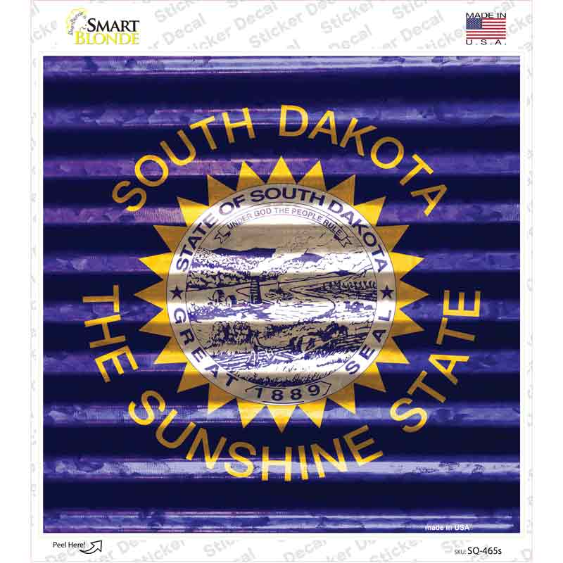 South Dakota Flag Corrugated Effect Novelty Square Sticker Decal