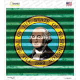 Washington Flag Corrugated Effect Novelty Square Sticker Decal