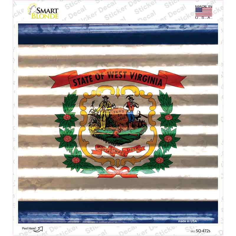 West Virginia Flag Corrugated Effect Novelty Square Sticker Decal