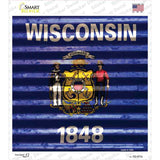 Wisconsin Flag Corrugated Effect Novelty Square Sticker Decal
