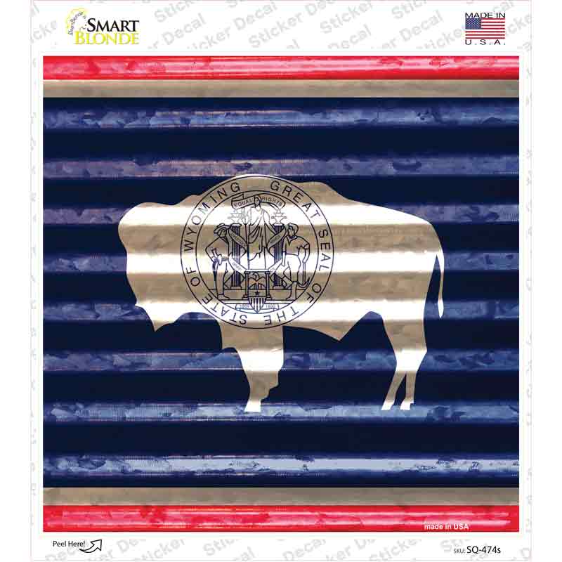 Wyoming Flag Corrugated Effect Novelty Square Sticker Decal