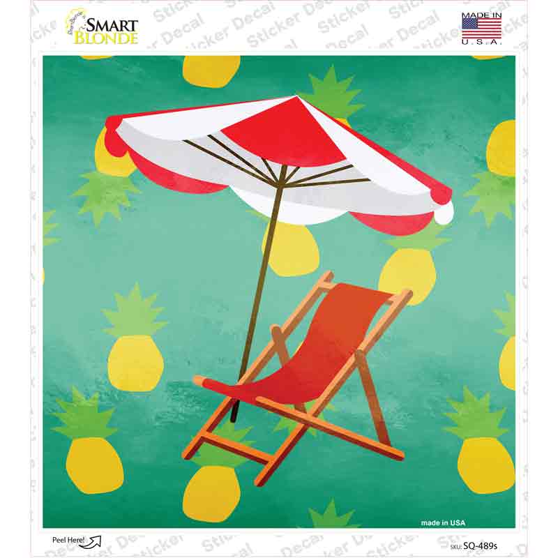 Chair and Umbrella Novelty Square Sticker Decal