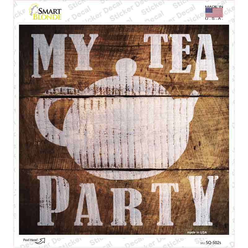 Our Tea Party Painted Stencil Novelty Square Sticker Decal