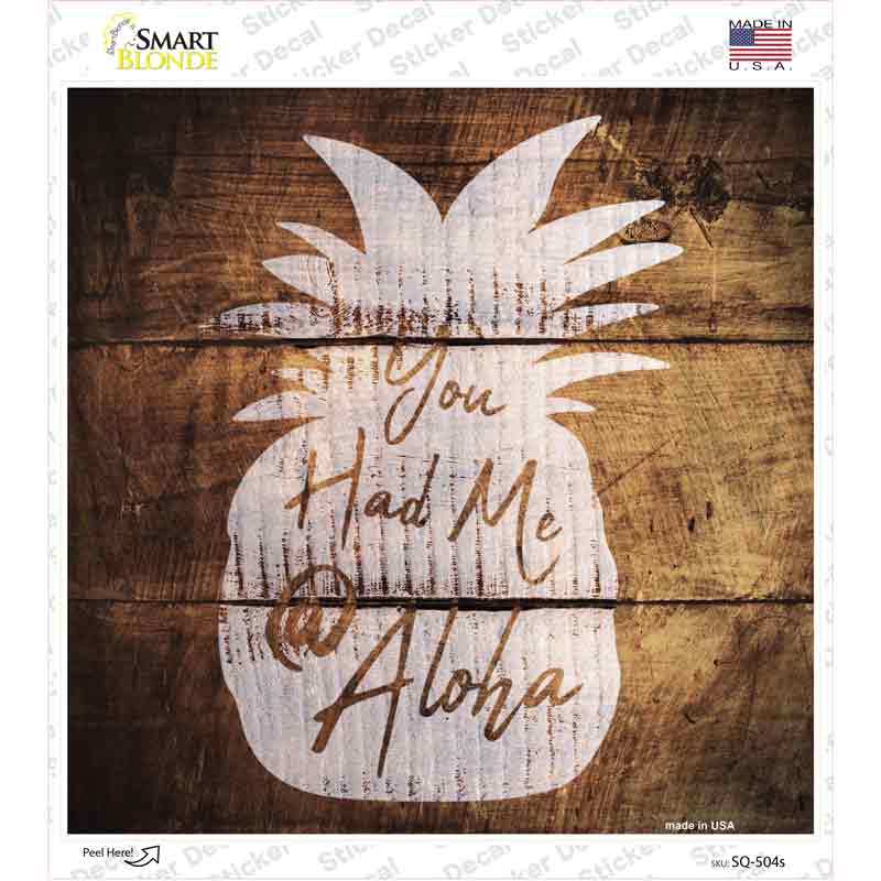 You Had Me At Aloha Painted Stencil Novelty Square Sticker Decal