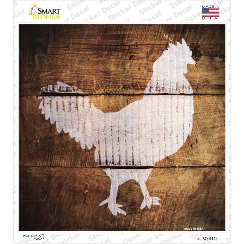 Rooster Painted Stencil Novelty Square Sticker Decal