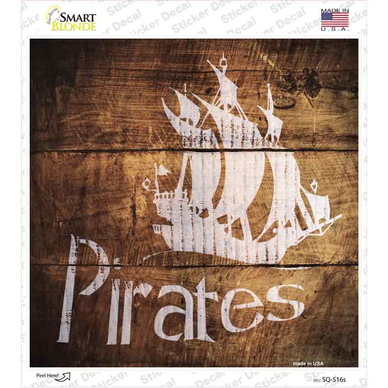 Pirates Painted Stencil Novelty Square Sticker Decal