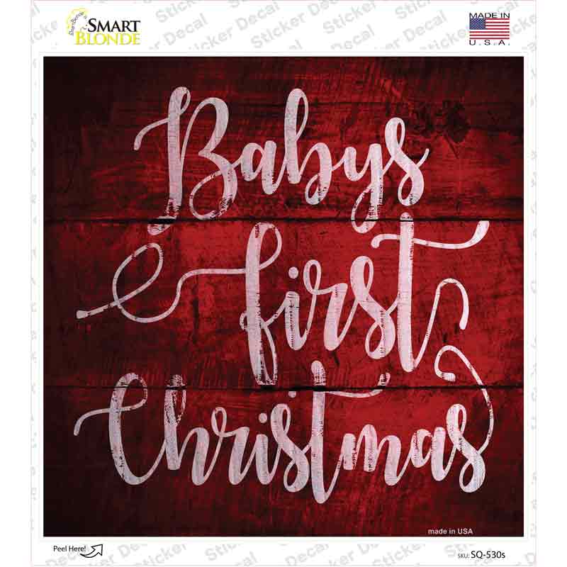 Babys First Christmas Novelty Square Sticker Decal