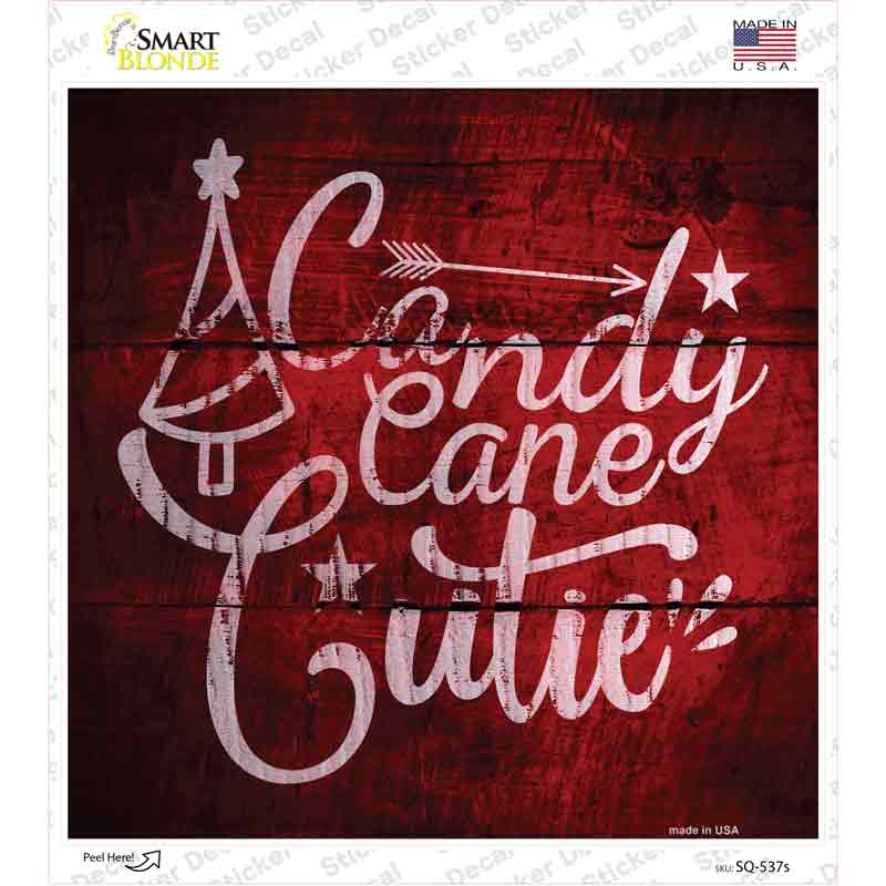 Candy Cane Cutie Novelty Square Sticker Decal