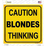 Caution Blondes Thinking Novelty Square Sticker Decal