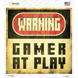 Warning Gamer at Play Novelty Square Sticker Decal