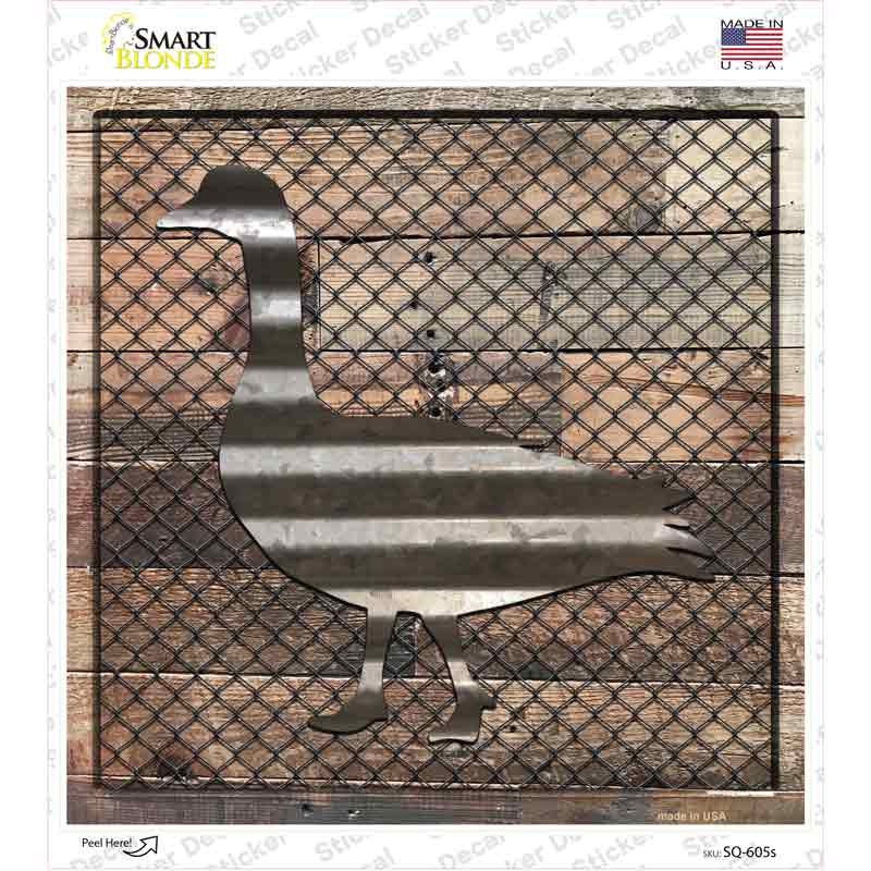 Corrugated Duck on Wood Novelty Square Sticker Decal